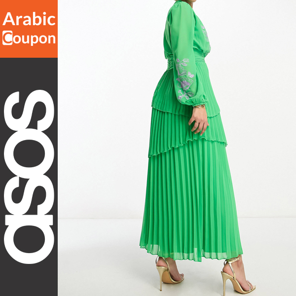 ASOS green maxi dress with pleats